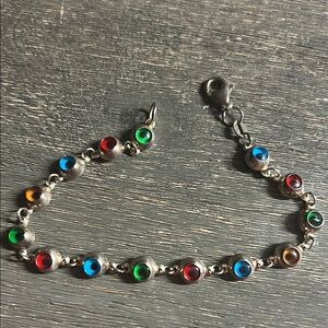 Dainty Rare Evil Eve Multicolor‎ Silver Bracelet